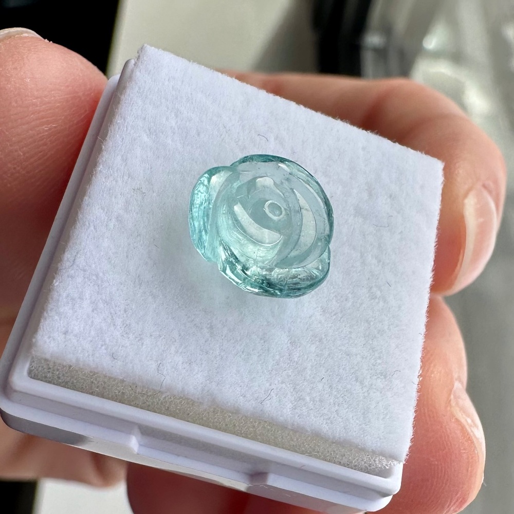 🌹 ROMANTIC 3.38ct Natural Aquamarine ✨ Carved Rose Gemstone - Picture 4 of 4